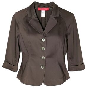 Anne Klein Tailored Brown Button Front Stretch Blazer Workwear or Smart Casual